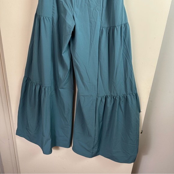 Halara Blue Hi/Waisted Shirred Tie‎ Front Back Wide Leg Palazzo-Like Pants NWT M - Picture 8 of 16